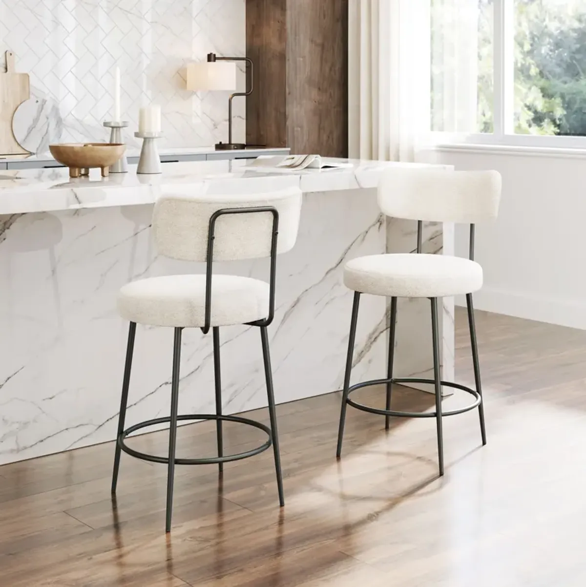 Breck Set of 2 Counter-Height Stools - Ivory