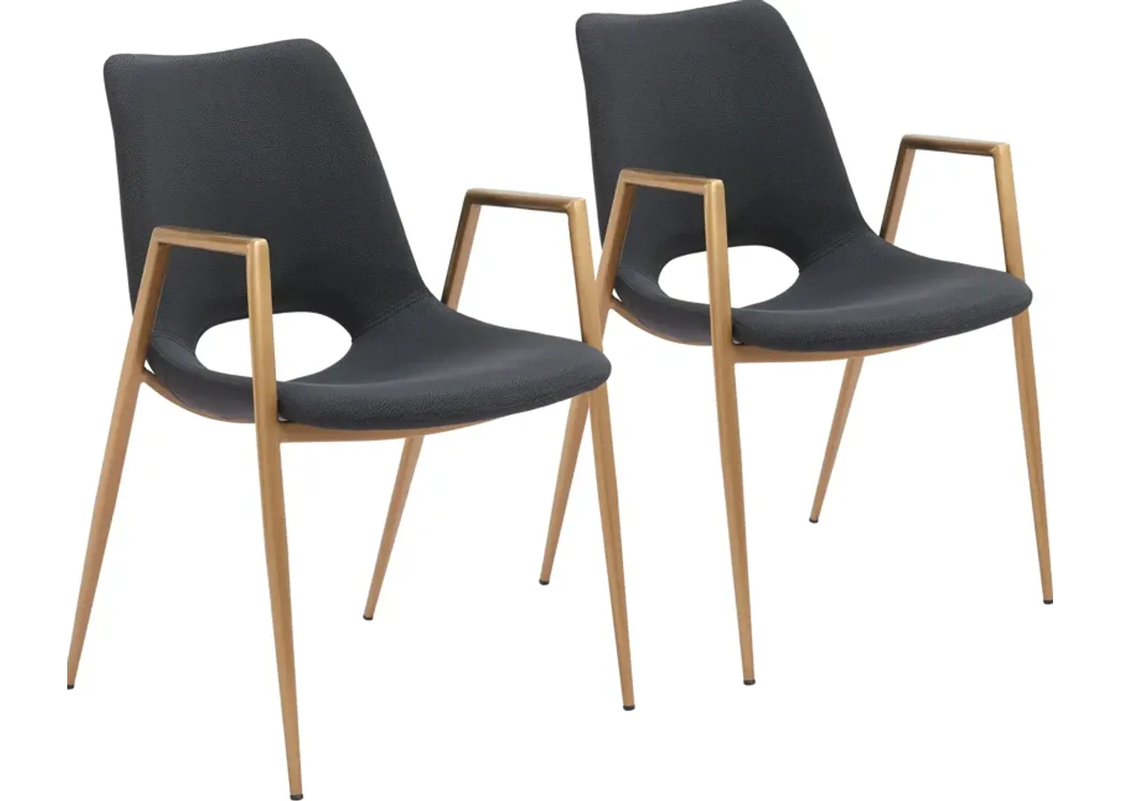 Emerson Set of 2 Dining Chairs - Black/Gold