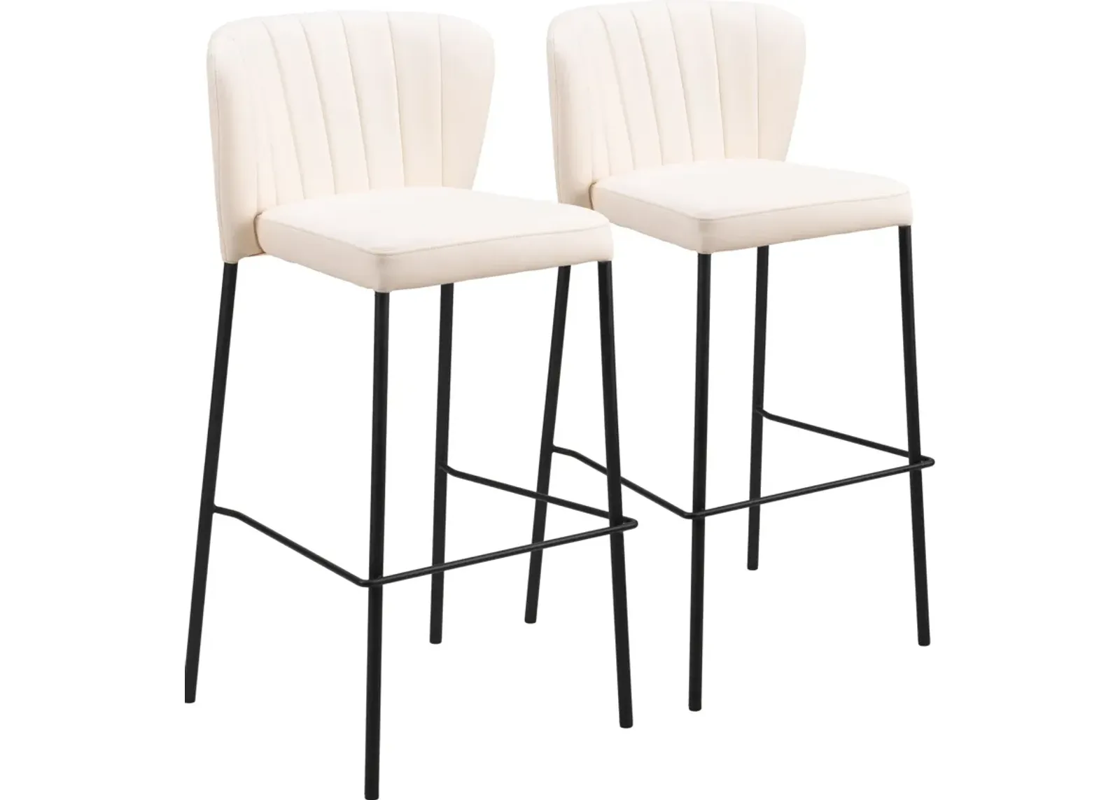 Newman Set of 2 Bar Stools - Cream