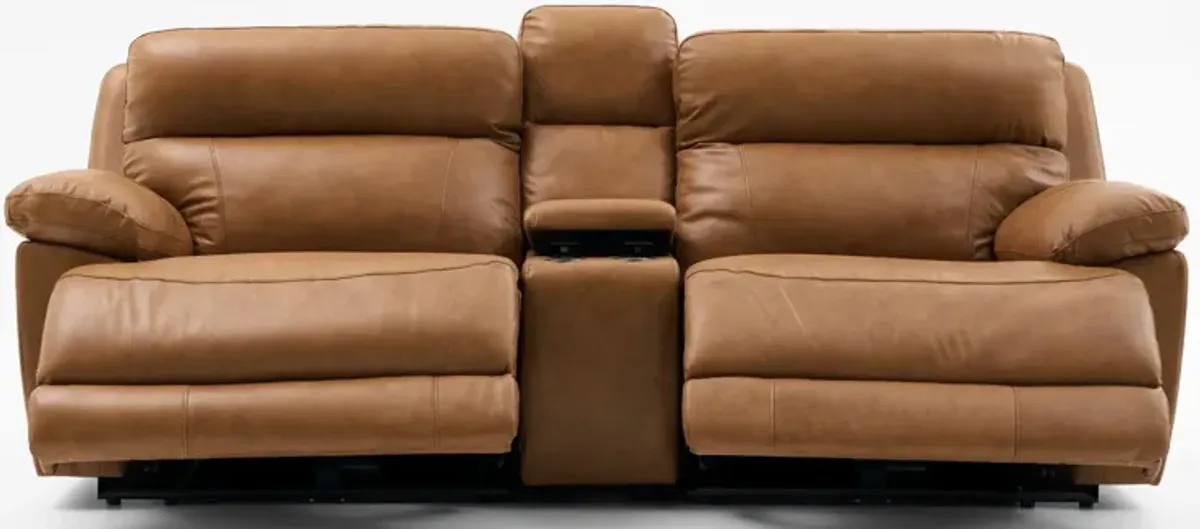 Gatlin Dual-Power Reclining Loveseat with Console - Tan