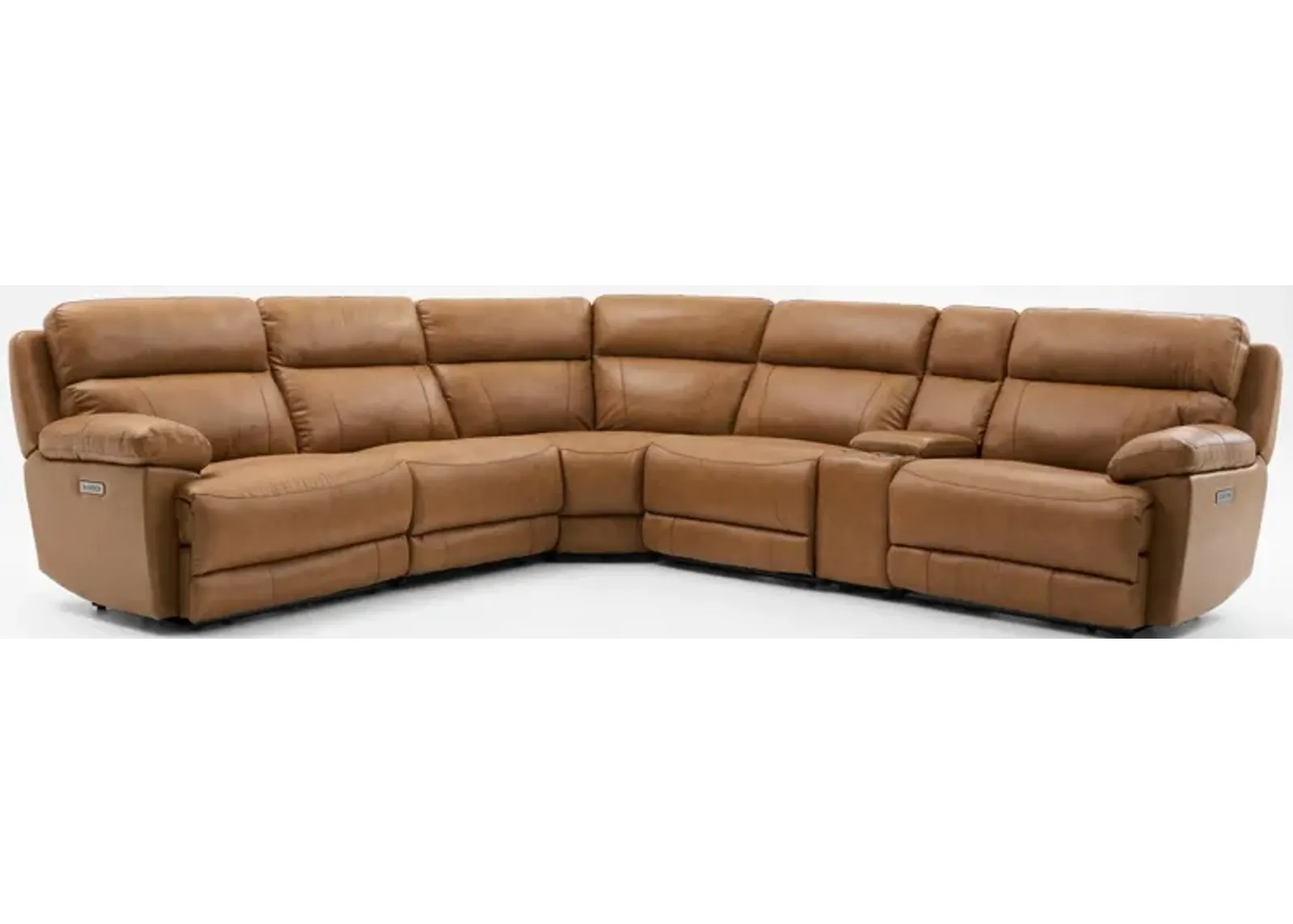 Gatlin 6-Piece Dual-Power Reclining Sectional with Console - Tan