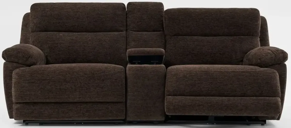 Gatlin Dual-Power Reclining Loveseat with Console - Brown