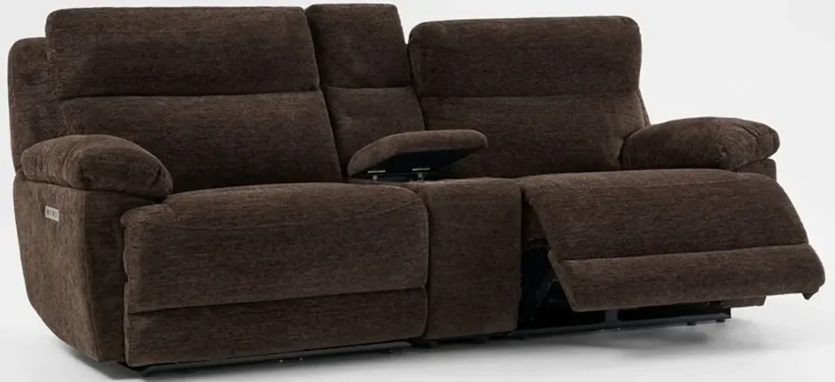 Gatlin Dual-Power Reclining Loveseat with Console - Brown