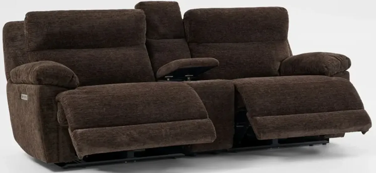 Gatlin Dual-Power Reclining Loveseat with Console - Brown