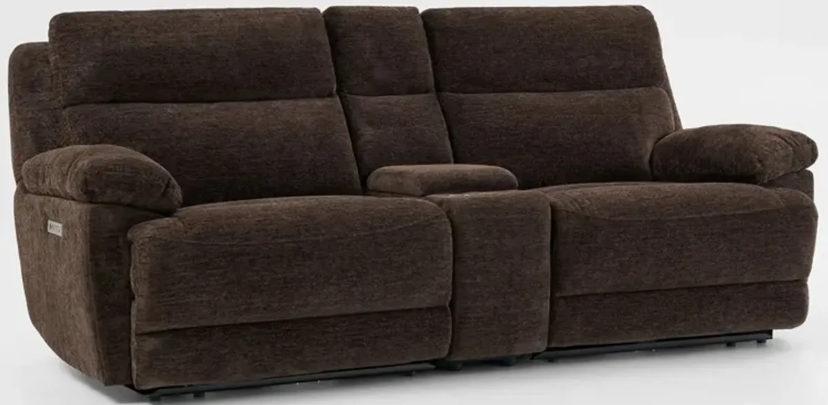 Gatlin Dual-Power Reclining Loveseat with Console - Brown