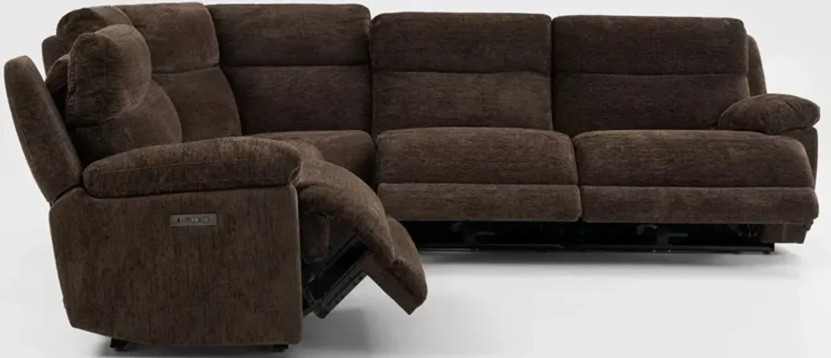 Gatlin 5-Piece Dual-Power Reclining Sectional - Brown