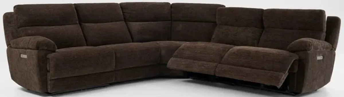 Gatlin 5-Piece Dual-Power Reclining Sectional - Brown