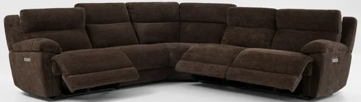 Gatlin 5-Piece Dual-Power Reclining Sectional - Brown