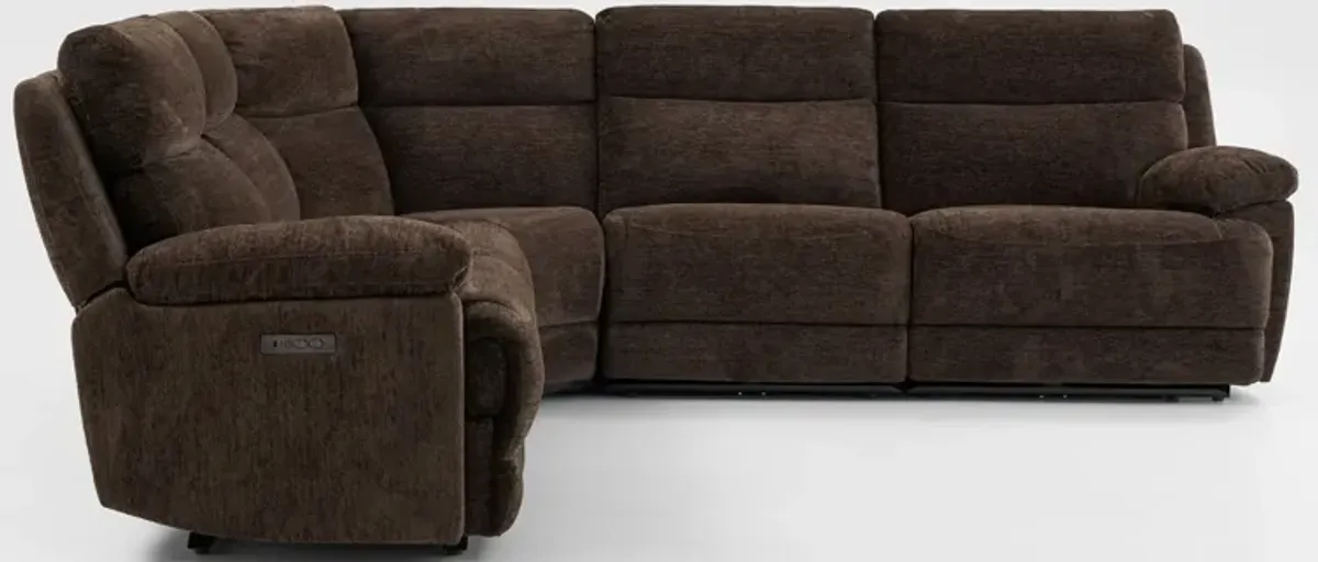 Gatlin 5-Piece Dual-Power Reclining Sectional - Brown