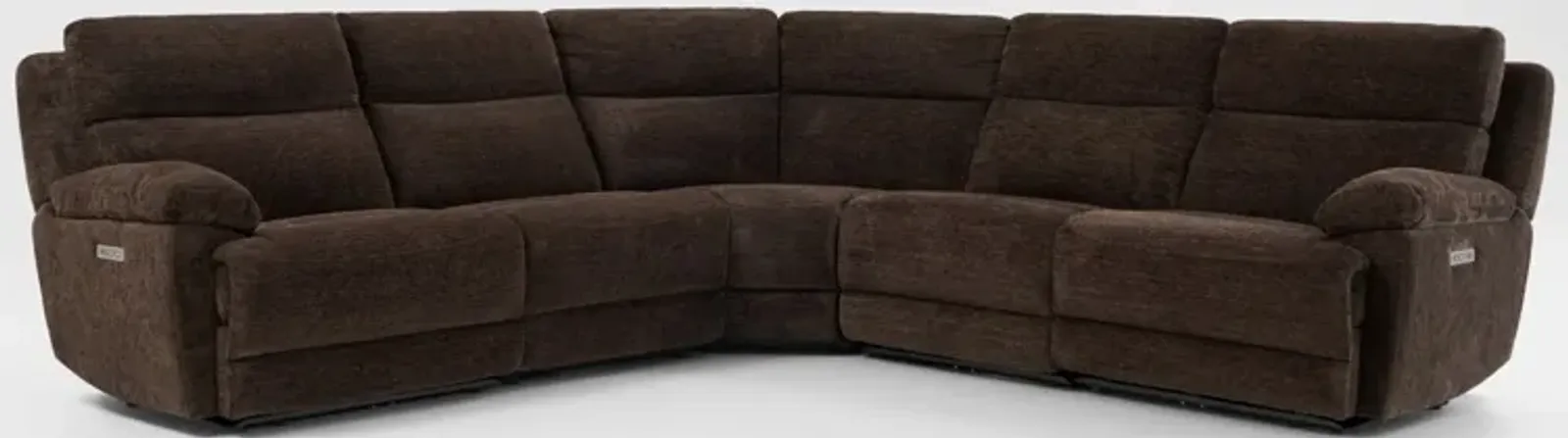 Gatlin 5-Piece Dual-Power Reclining Sectional - Brown