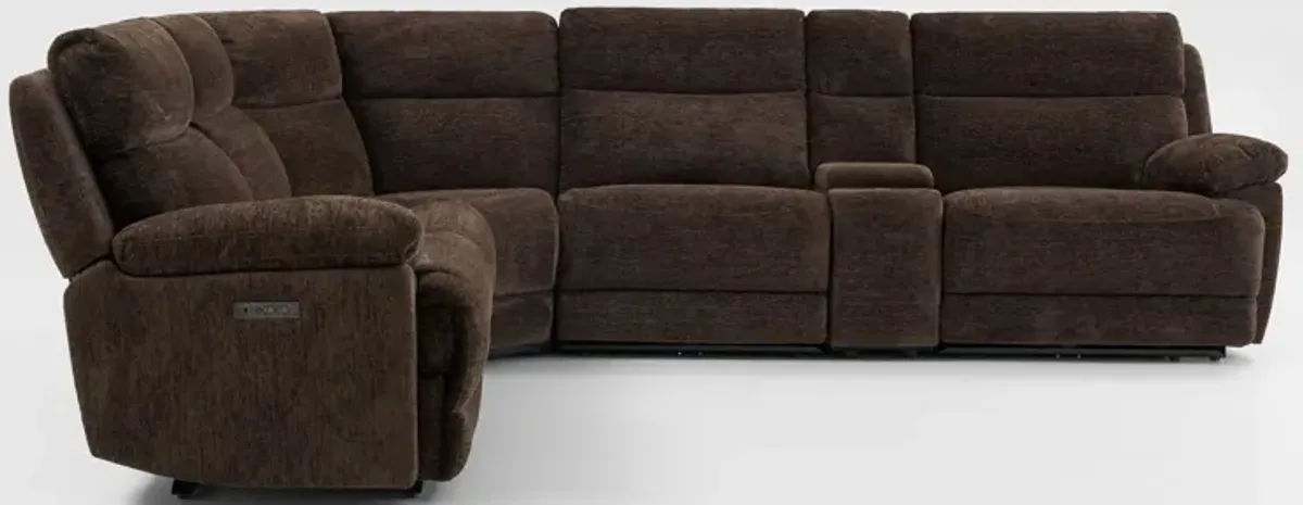 Gatlin 6-Piece Dual-Power Reclining Sectional with Console - Brown