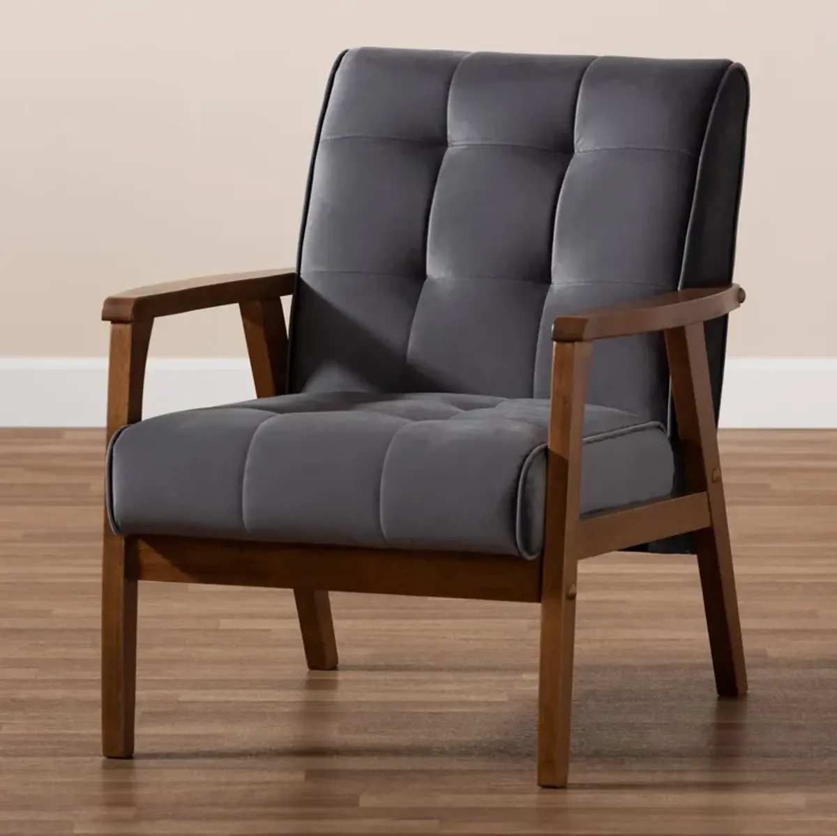 Belinda Accent Chair - Grey/Walnut