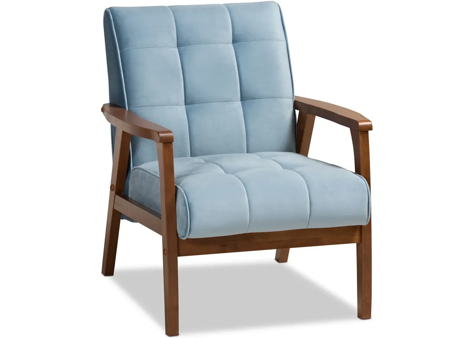 Belinda Accent Chair - Light Blue/Walnut