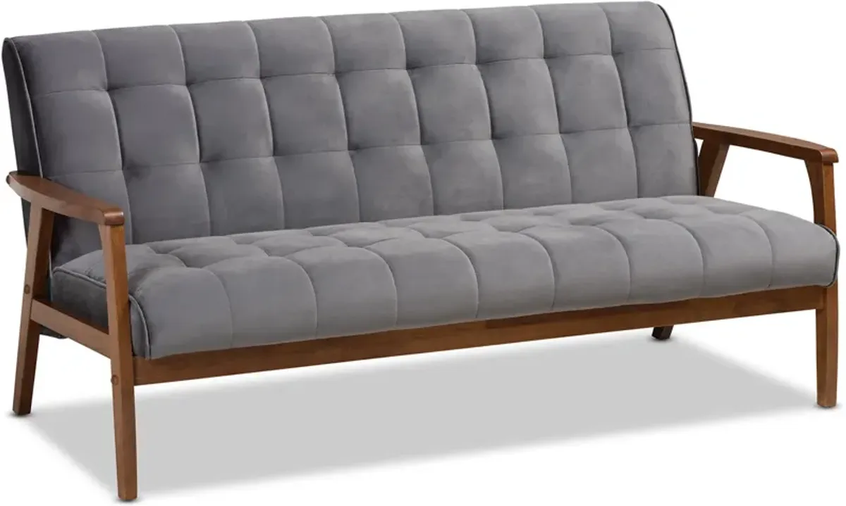 Belinda Sofa - Grey/Walnut