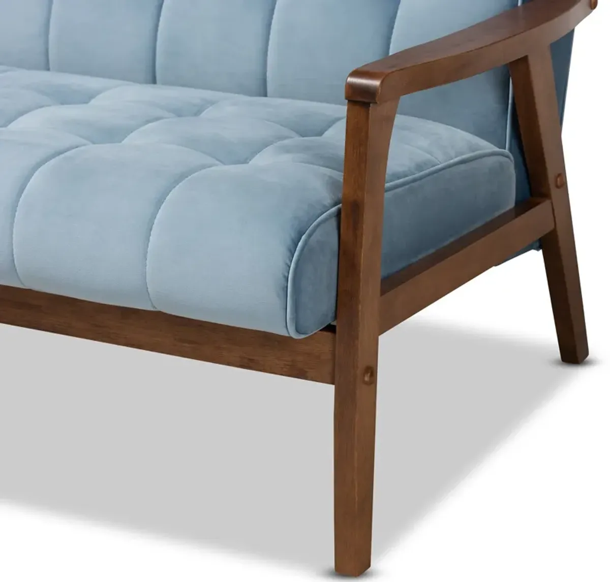 Belinda Sofa - Light Blue/Walnut