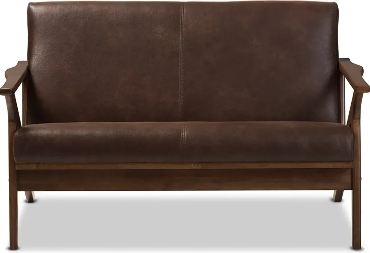 Andrea Loveseat - Dark Brown/Walnut Brown