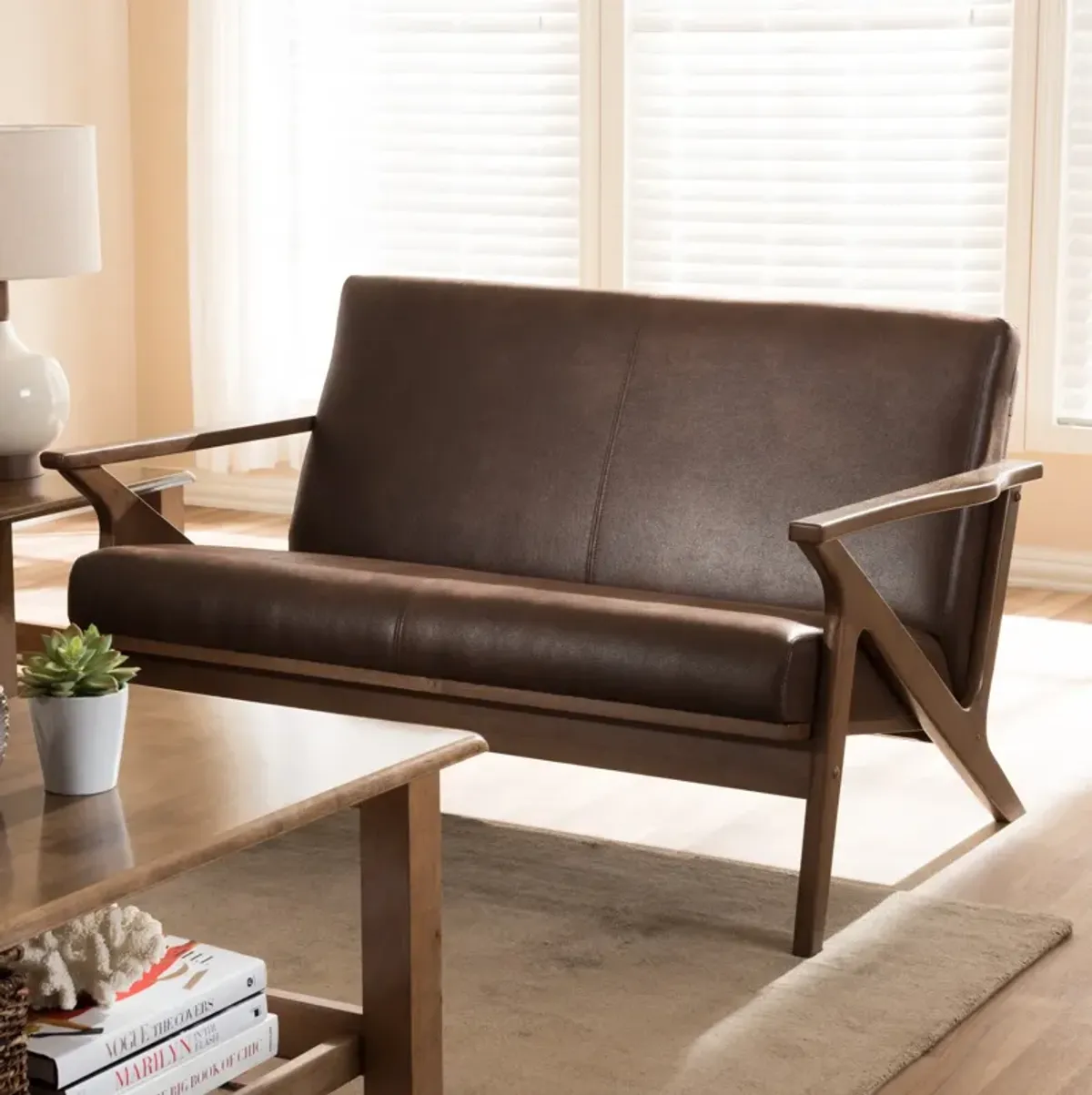 Andrea Loveseat - Dark Brown/Walnut Brown