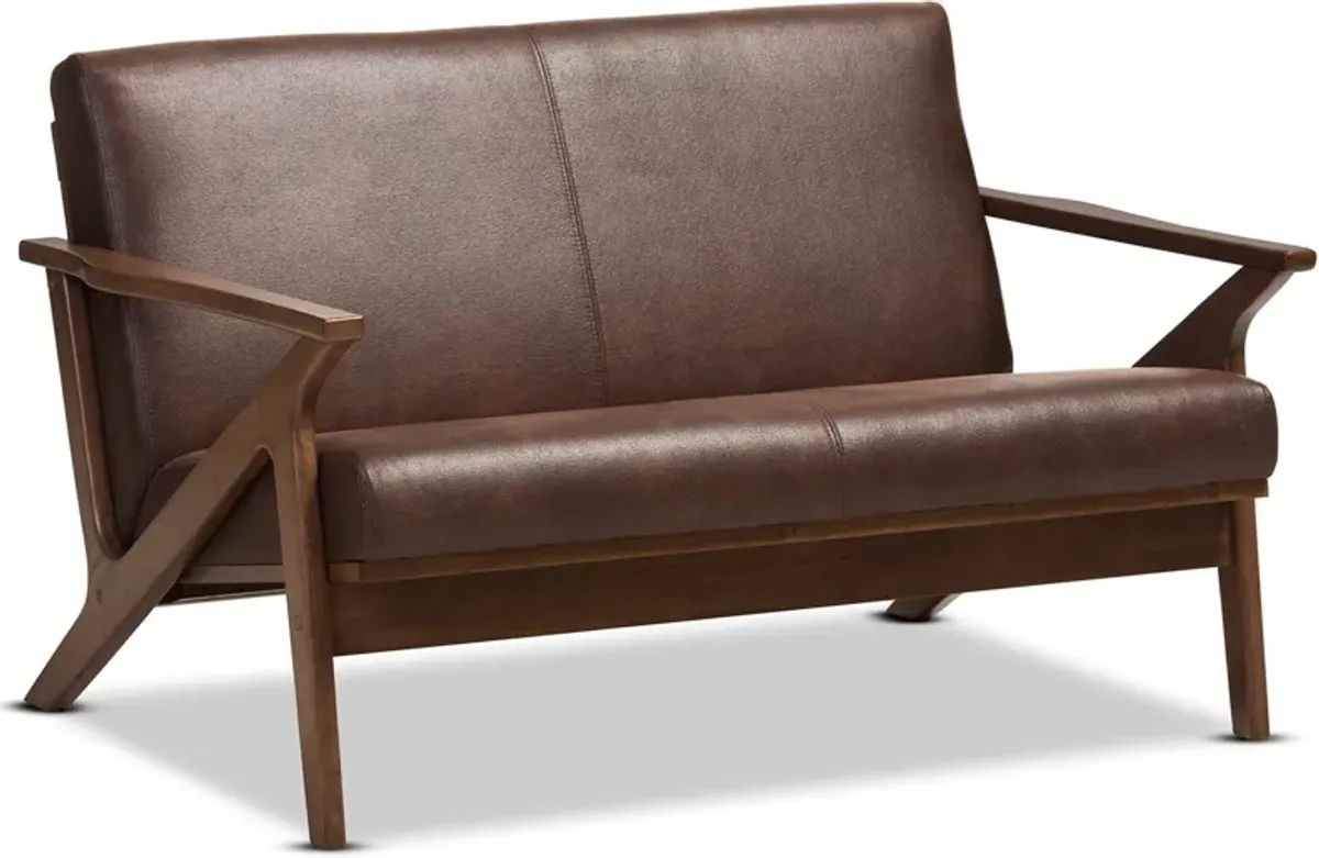 Andrea Loveseat - Dark Brown/Walnut Brown