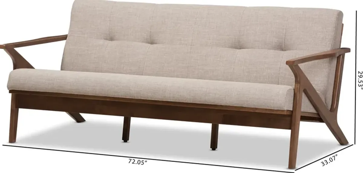 Andrea Sofa - Light Grey/Walnut Brown