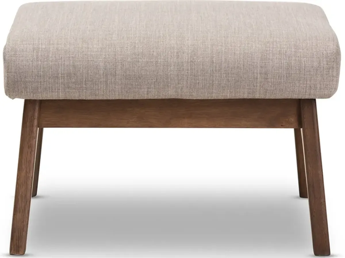 Andrea Ottoman - Light Grey/Walnut Brown