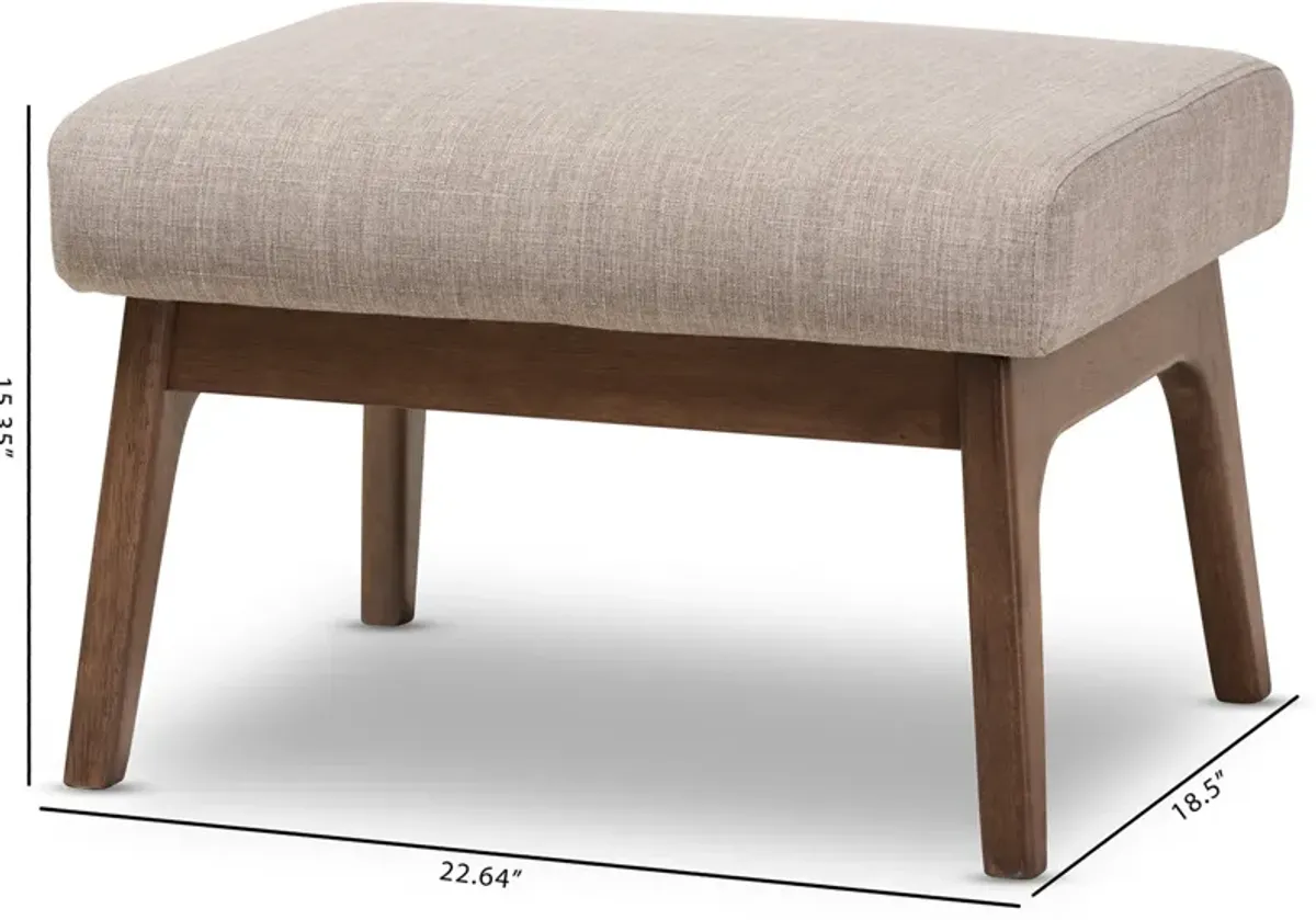 Andrea Ottoman - Light Grey/Walnut Brown