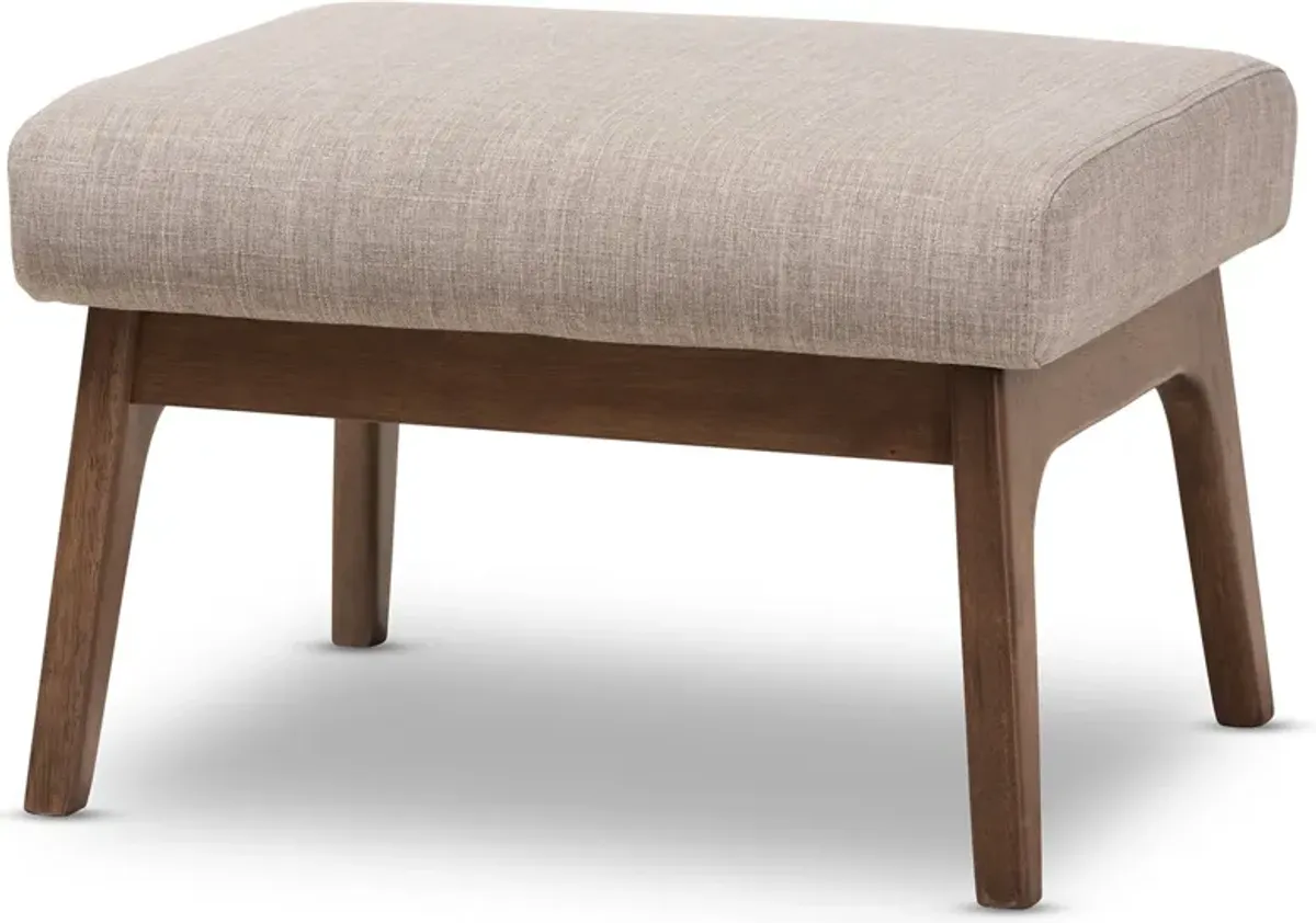 Andrea Ottoman - Light Grey/Walnut Brown