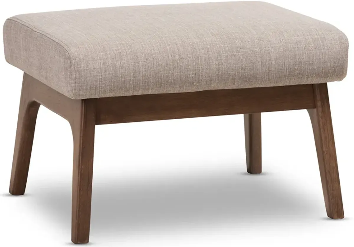 Andrea Ottoman - Light Grey/Walnut Brown