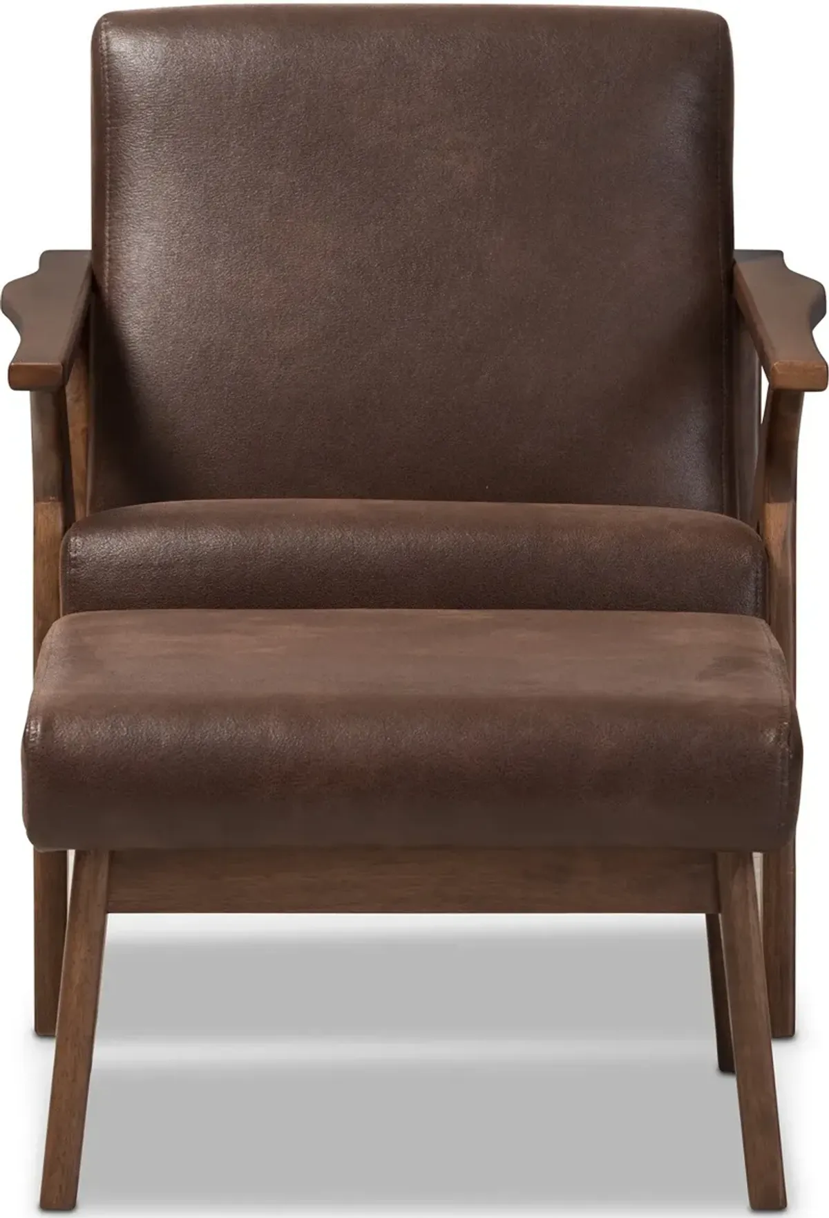 Andrea Accent Chair and Ottoman - Dark Brown/Walnut Brown