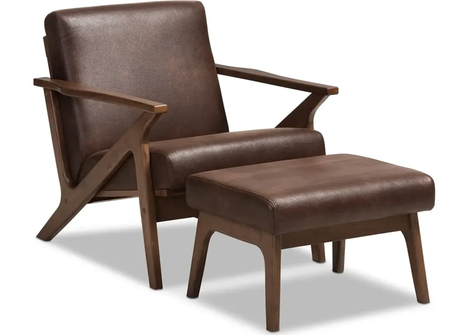 Andrea Accent Chair and Ottoman - Dark Brown/Walnut Brown