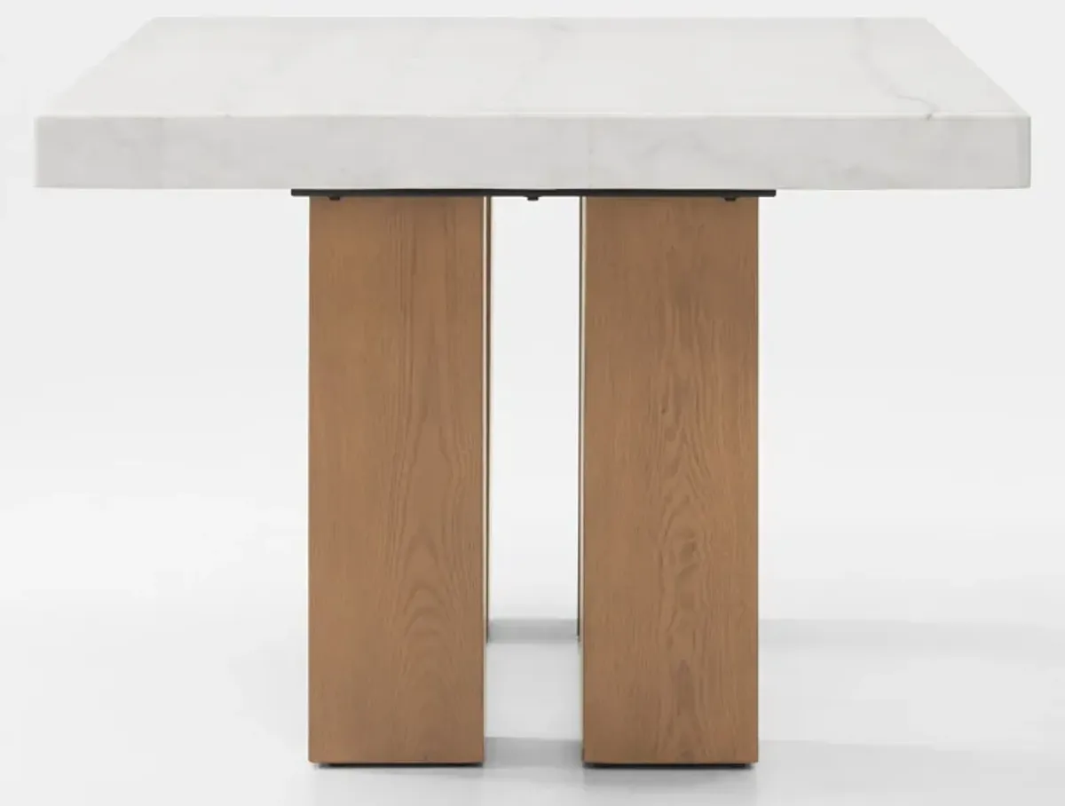Artemis Marble Dining Table and 4 Upholstered Dining Chairs - White Marble/Olive