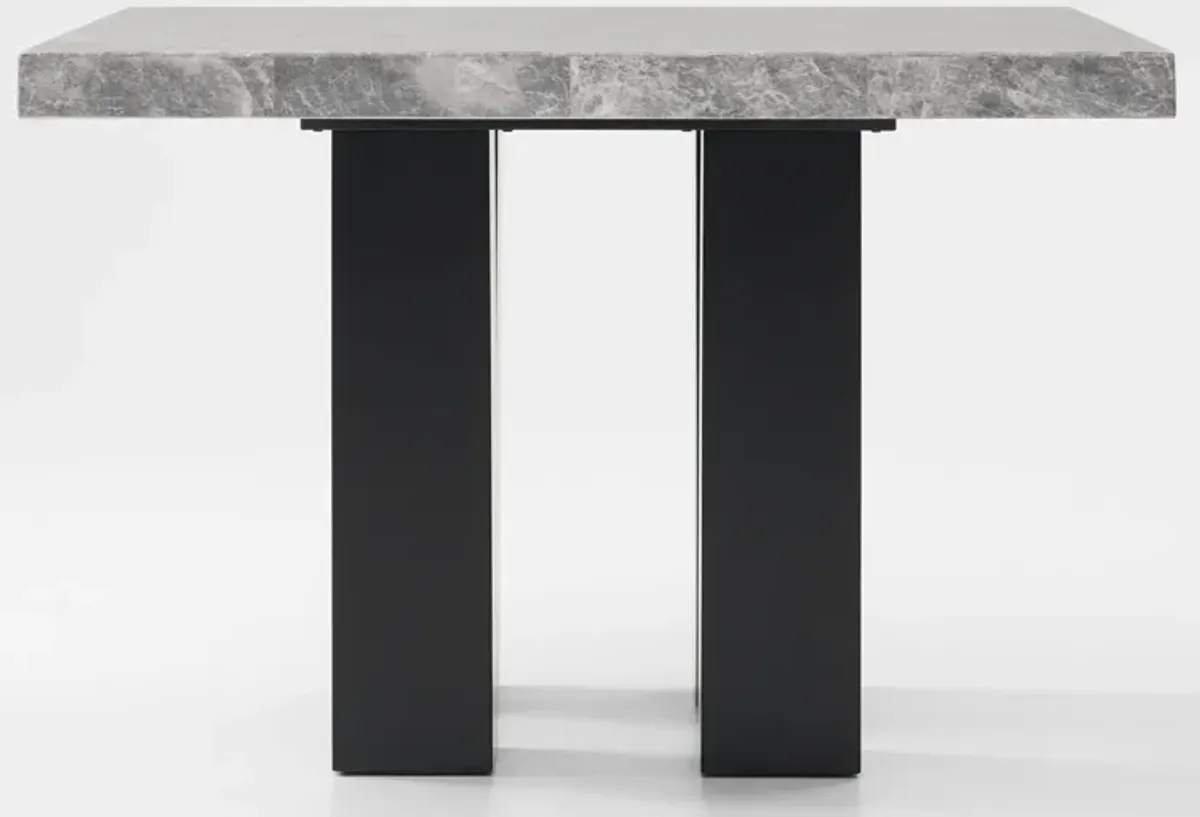 Artemis Marble Counter-Height Dining Table and 4 Upholstered Stools - Gray Marble/Black