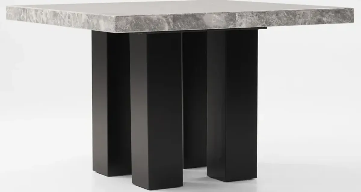 Artemis Marble Counter-Height Dining Table and 4 Upholstered Stools - Gray Marble/Black