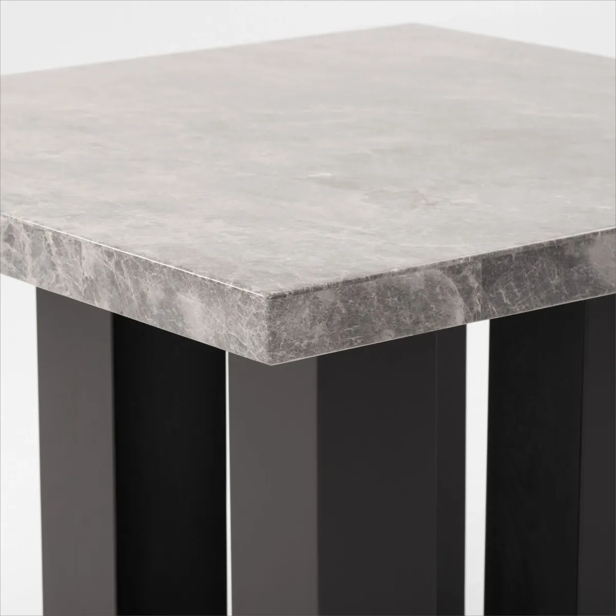 Artemis Marble Counter-Height Dining Table and 4 Upholstered Stools - Gray Marble/Black