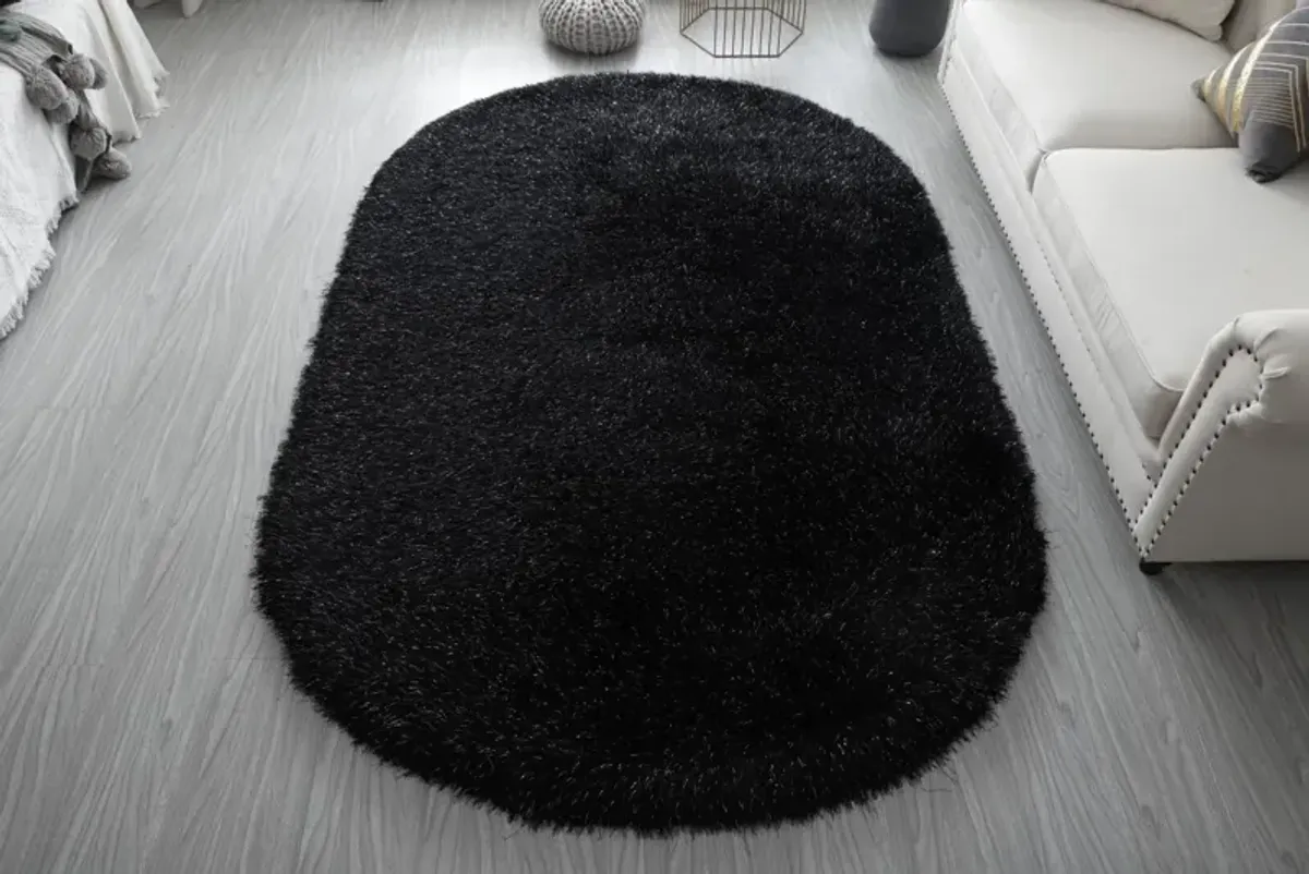 Sarezzo 5' x 8' Oval Area Rug - Black