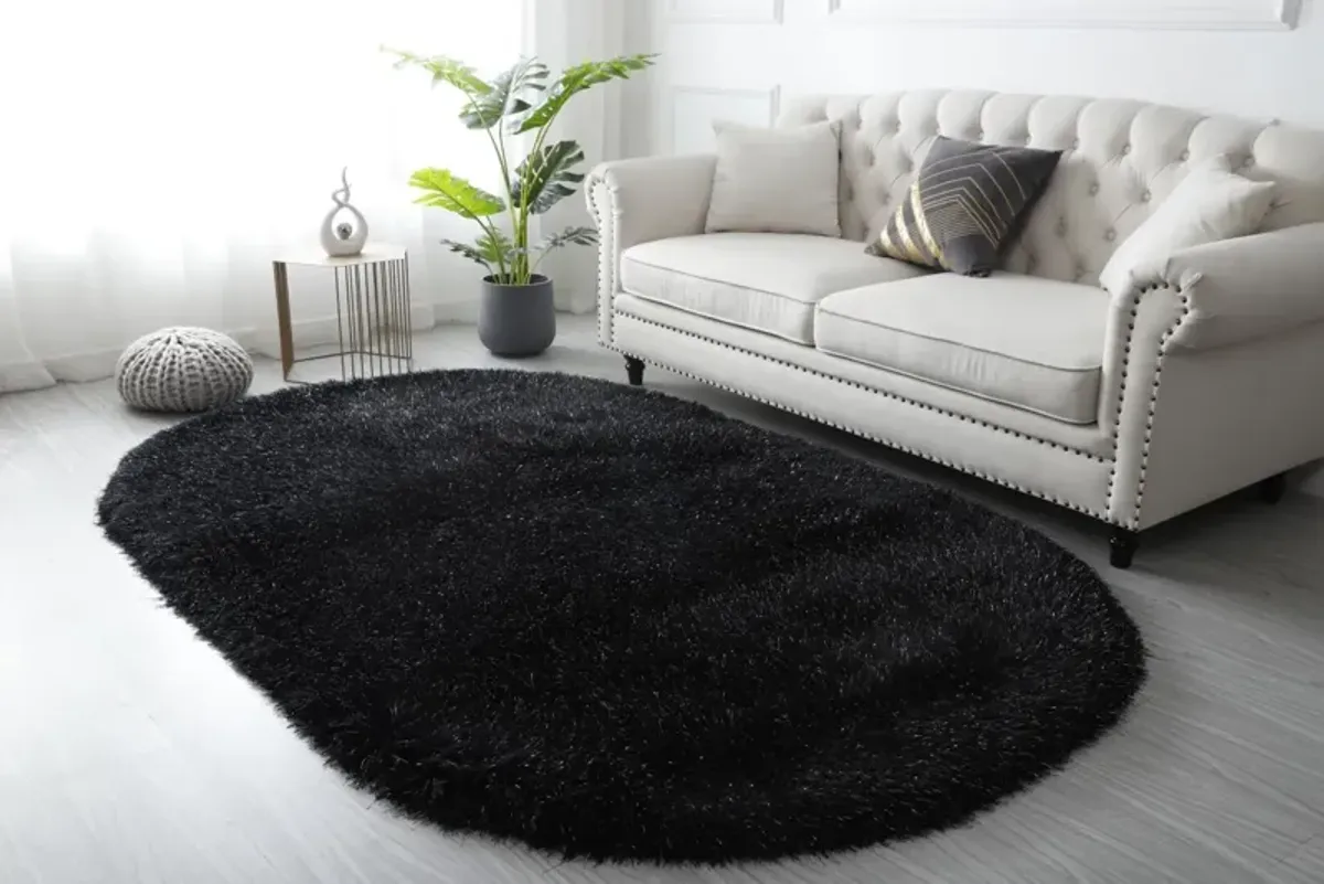 Sarezzo 5' x 8' Oval Area Rug - Black