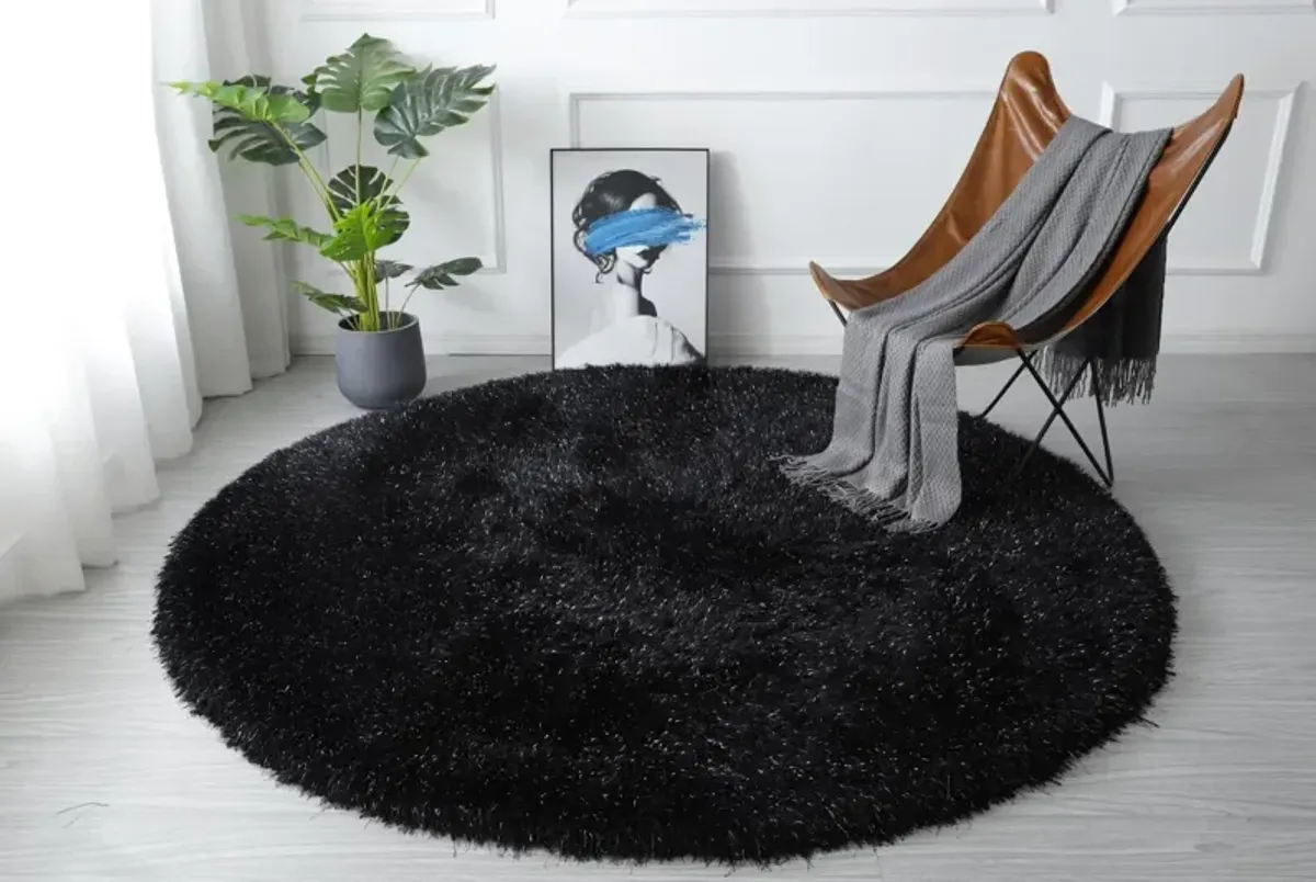 Sarezzo 7' Round Area Rug - Black