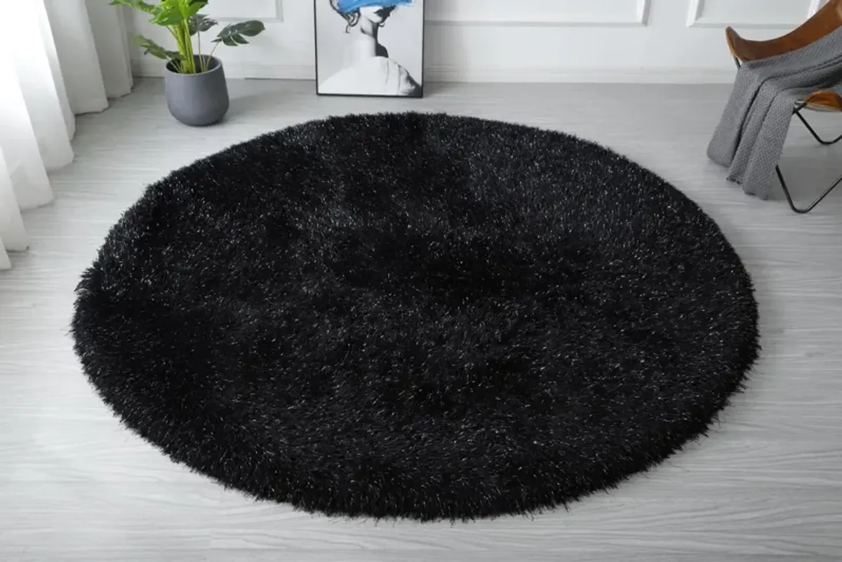 Sarezzo 7' Round Area Rug - Black