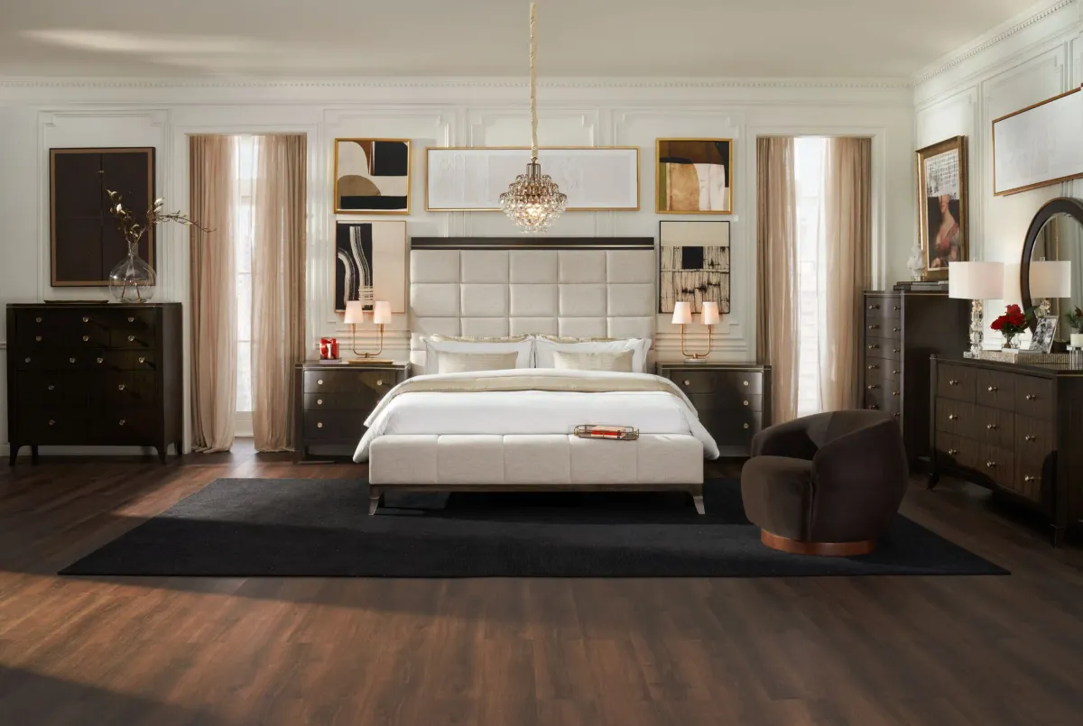 Manhattan 6-Piece Queen Bedroom Set with Bed, Dresser, Mirror and Nightstand with USB Charging