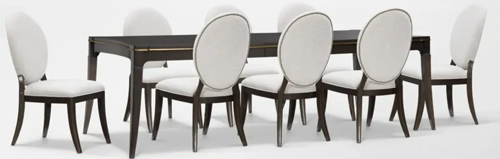 Manhattan Rectangular Dining Table with 8 Oval-Back Side Chairs