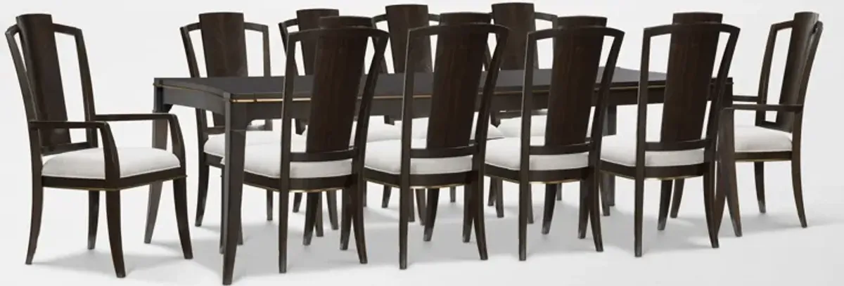 Manhattan Rectangular Dining Table with 8 Splat-Back Side Chairs and 2 Splat-Back Armchairs