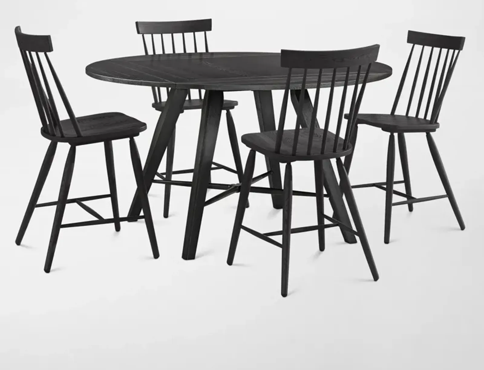 Hayward Convertible Counter-Height Dining Table & 4 Windsor-Back Stools - Black