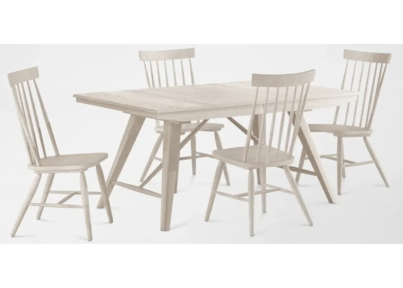 Hayward Large Extendable Dining Table & 4 Windsor-Back Chairs - White