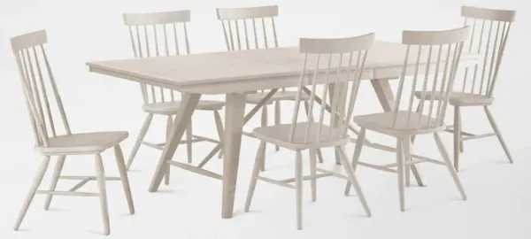 Hayward Solid Wood Large Extendable Dining Table & 6 Windsor-Back Chairs - White