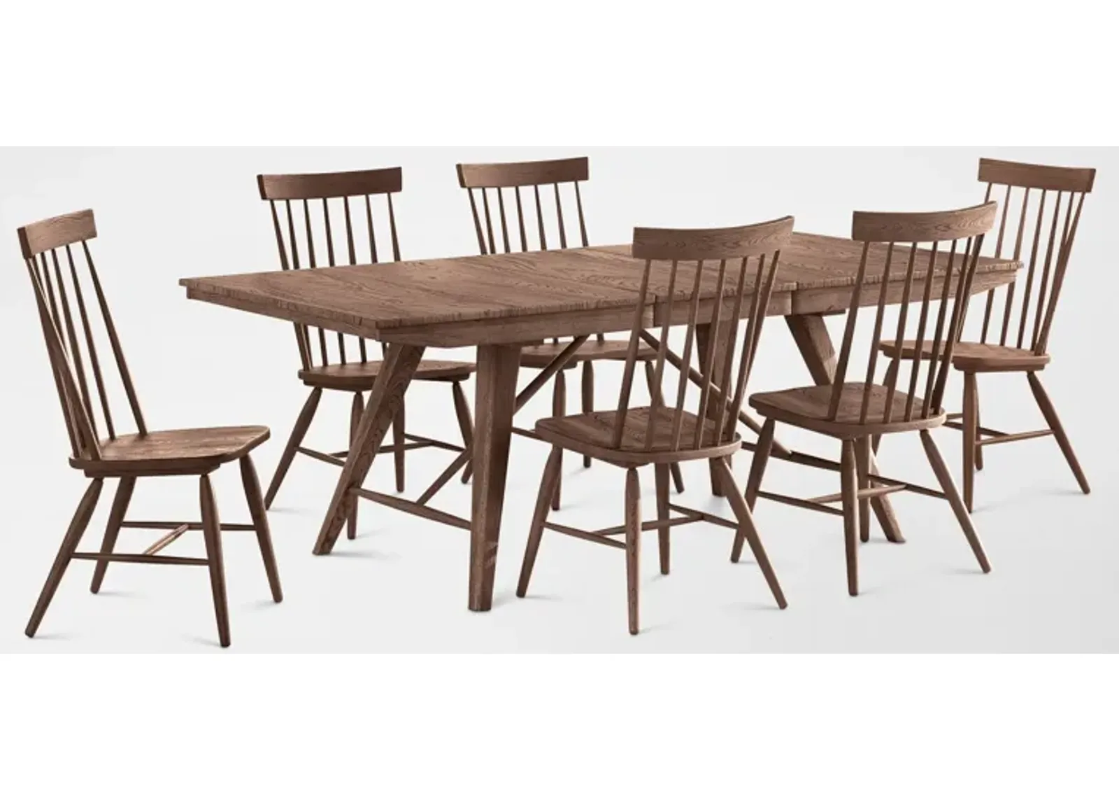 Hayward Large Extendable Dining Table & 6 Windsor-Back Chairs - Brown