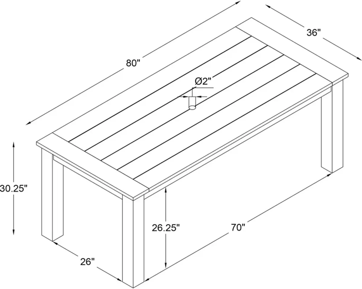 Long Beach Outdoor Dining Table