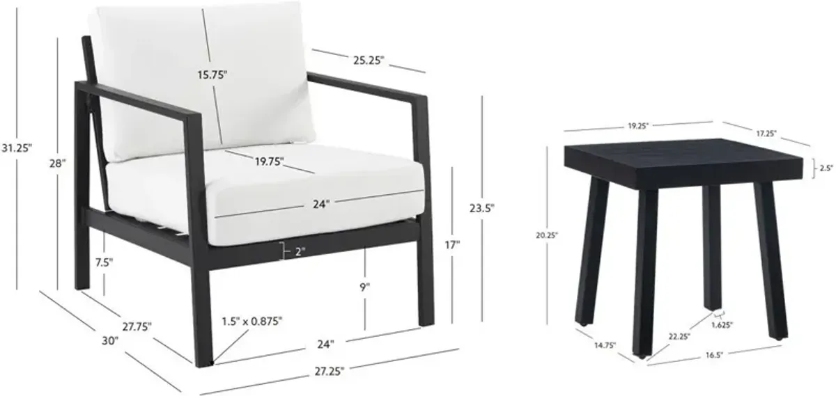 South Hampton Set of 2 Outdoor Chairs and Side Table