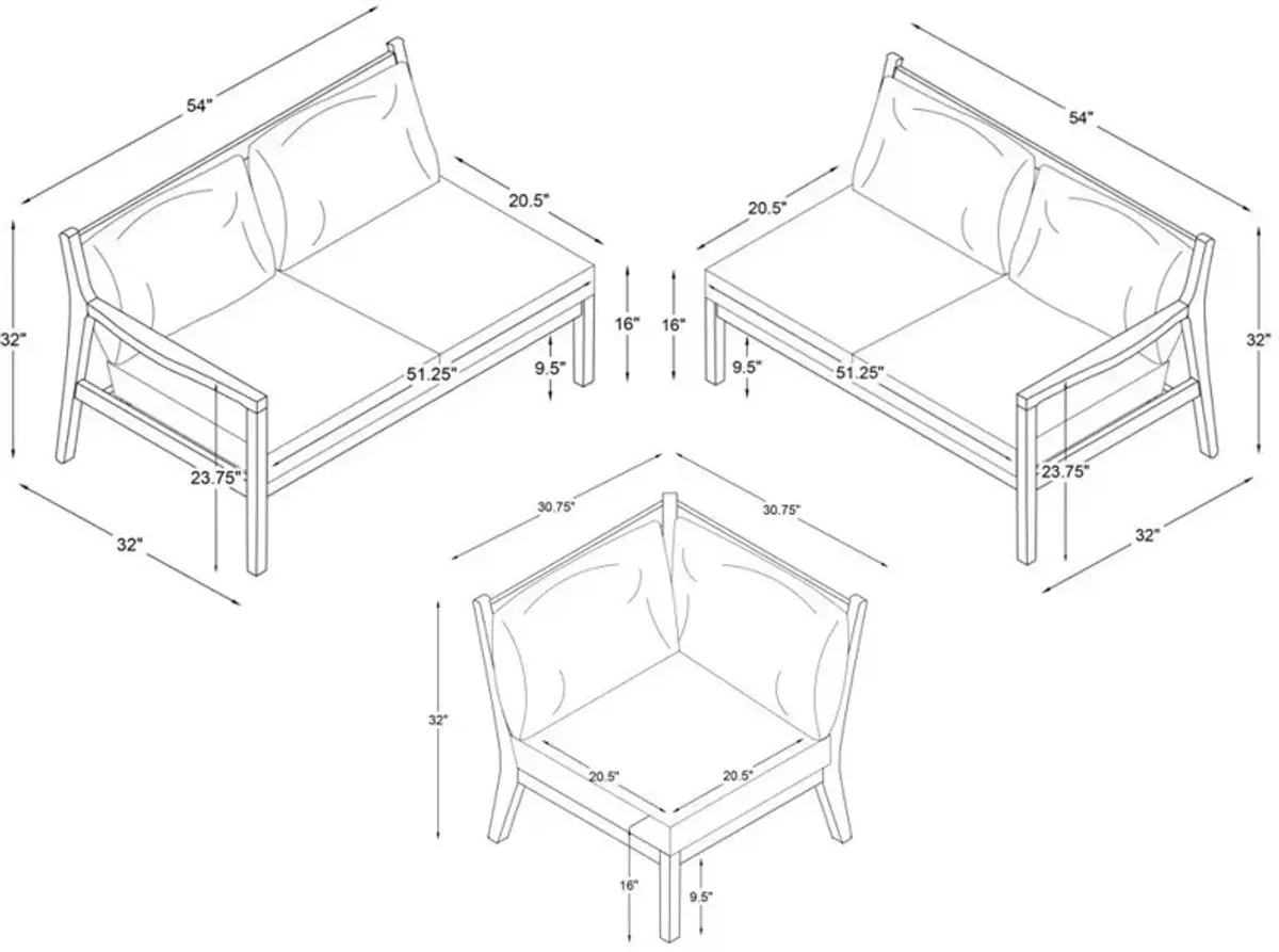 Annotto Bay 3-Piece Outdoor Sectional