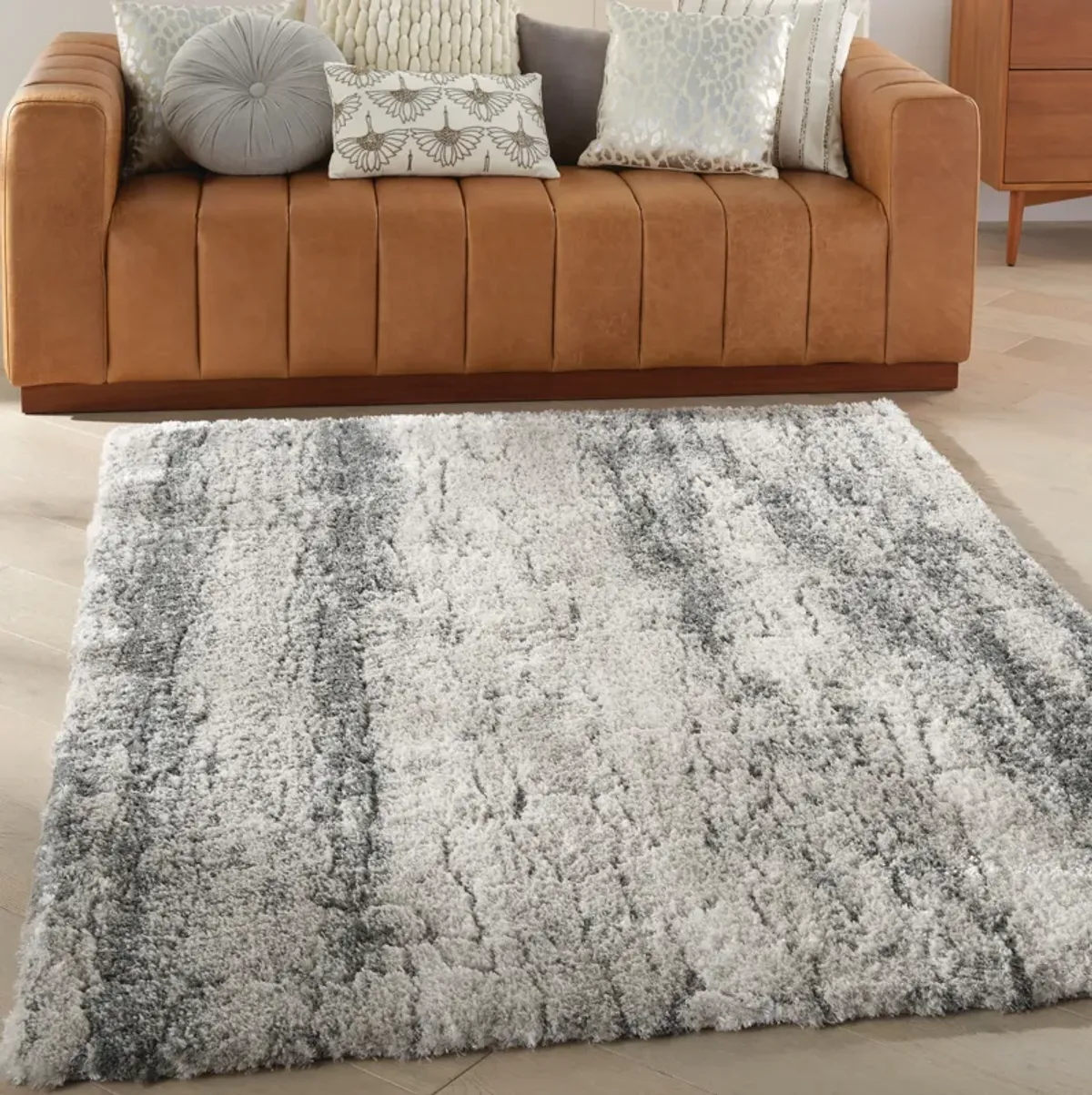 Lana Shag 4' x 6' Area Rug - Ivory/Charcoal