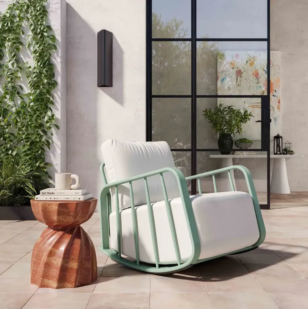 El Paso Outdoor Rocking Chair - Green/Cream