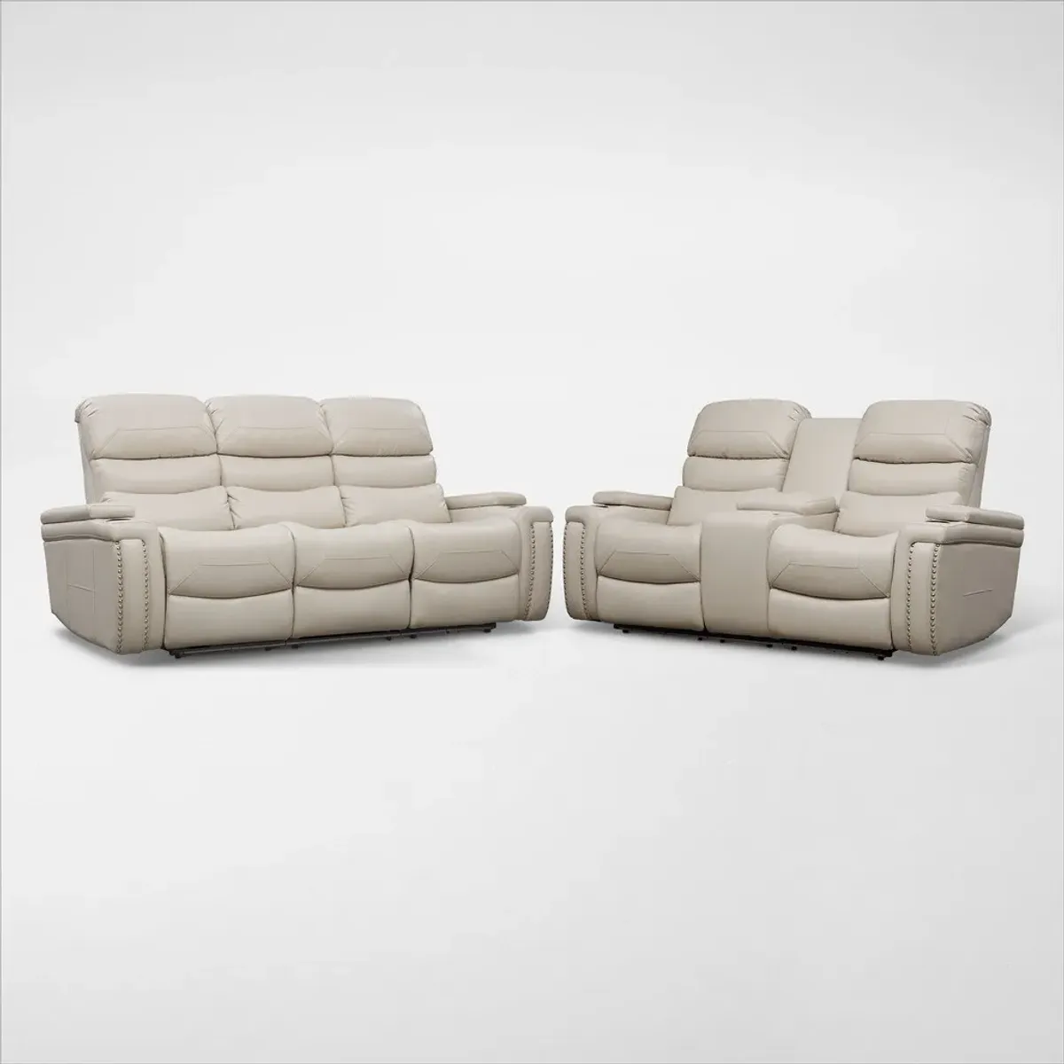 Jackson Triple-Power Reclining Sofa and Loveseat Set - Ivory